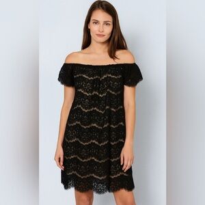 love, Fire | Dresses | Love Fire Dress Beigepink Black Lace Small Fit Flare  | Poshmark